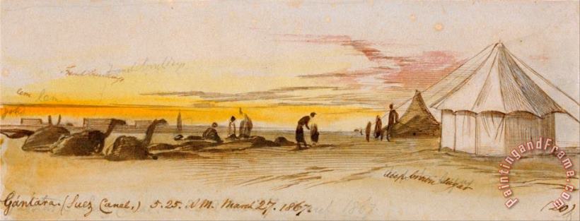 Gantara (suez Canal), 5 25 Am, 27 March 1867 (20) painting - Edward Lear Gantara (suez Canal), 5 25 Am, 27 March 1867 (20) Art Print