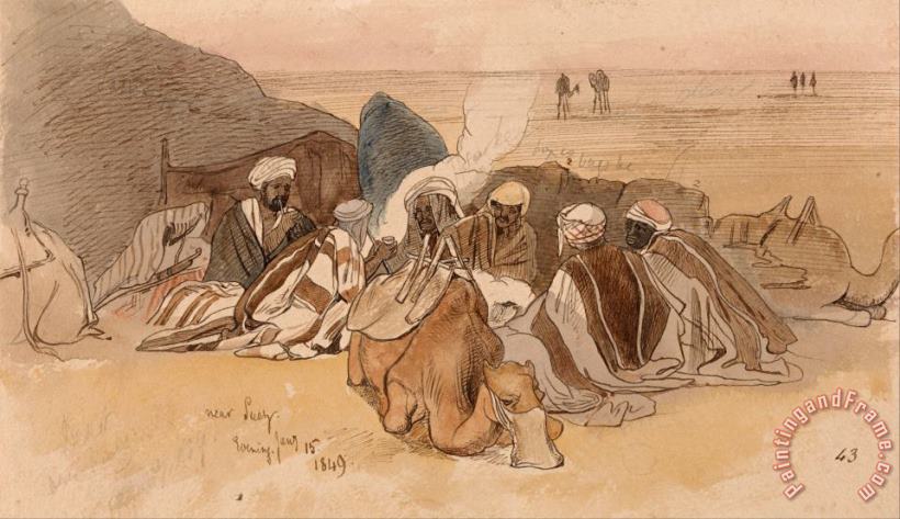 Near Suez, Evening, 15 January 1849 (43) painting - Edward Lear Near Suez, Evening, 15 January 1849 (43) Art Print