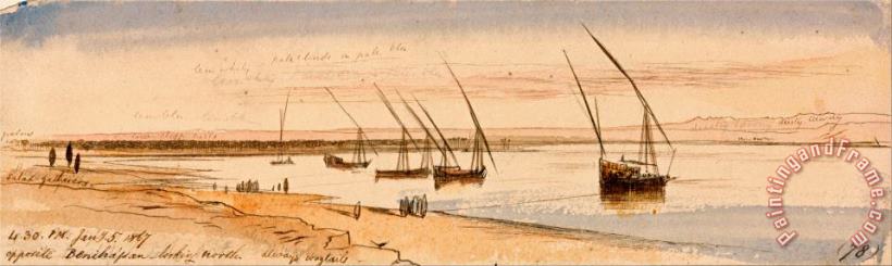 Opposite Beni Hassan, Looking North painting - Edward Lear Opposite Beni Hassan, Looking North Art Print