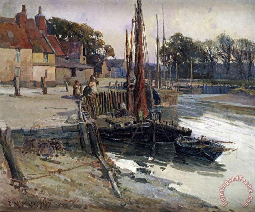 Edward Reginald Frampton A Cornish Fishing Village Art Print