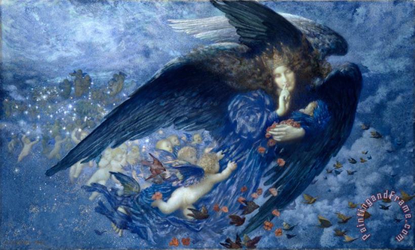 Night with Her Train of Stars painting - Edward Robert Hughes Night with Her Train of Stars Art Print