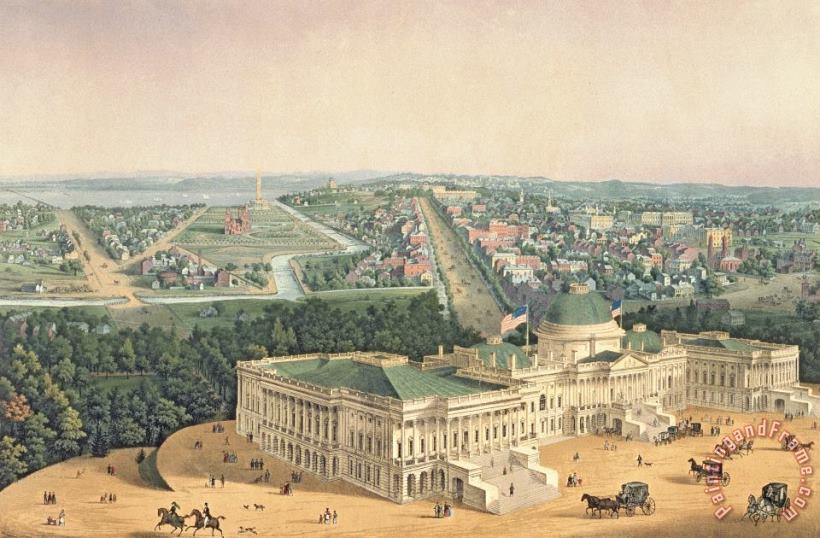 View of Washington DC painting - Edward Sachse View of Washington DC Art Print