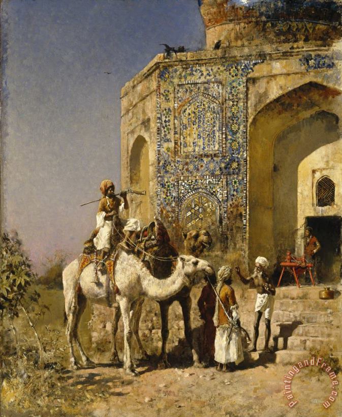 The Old Blue Tiled Mosque Outside of Delhi, India painting - Edwin Lord Weeks The Old Blue Tiled Mosque Outside of Delhi, India Art Print