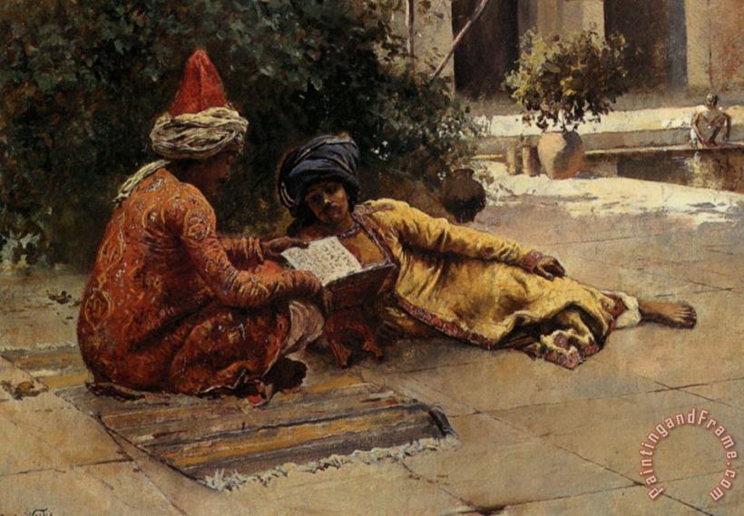 Edwin Lord Weeks Two Arabs Reading Art Print