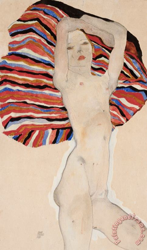 Egon Schiele Act Against Colored Material Art Print