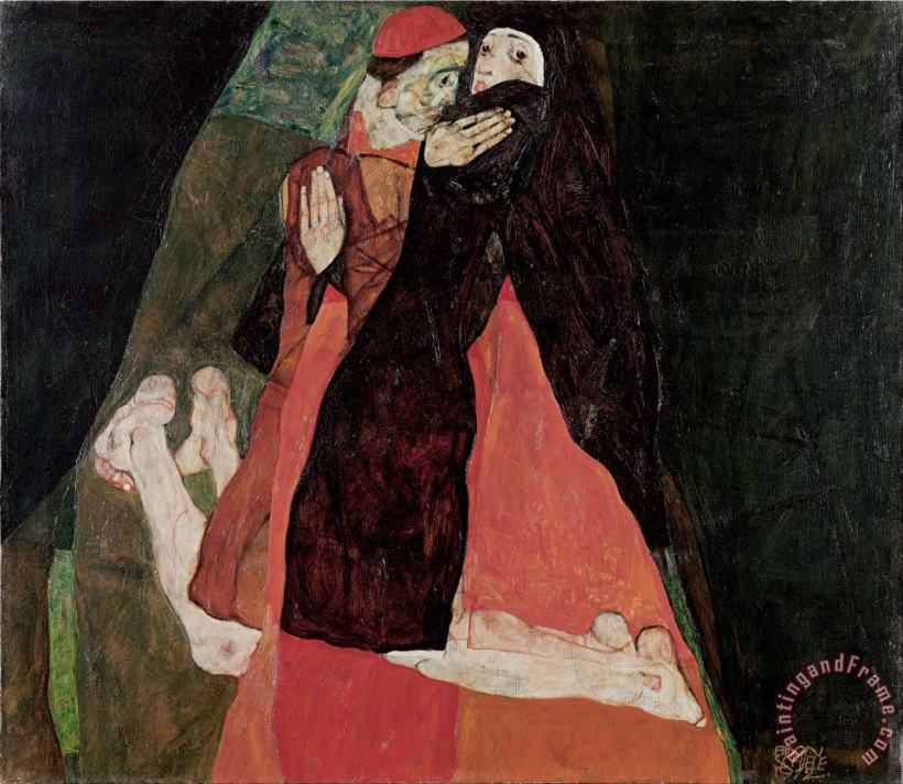 Cardinal And Nun (caress) painting - Egon Schiele Cardinal And Nun (caress) Art Print