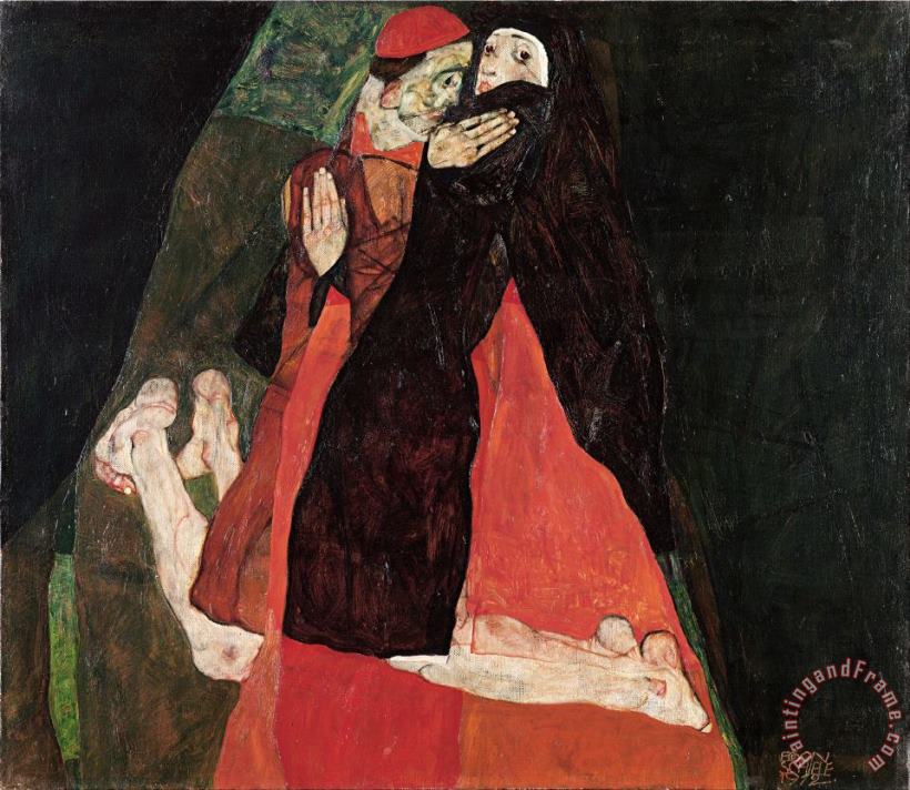 Cardinal And Nun (caress) painting - Egon Schiele Cardinal And Nun (caress) Art Print