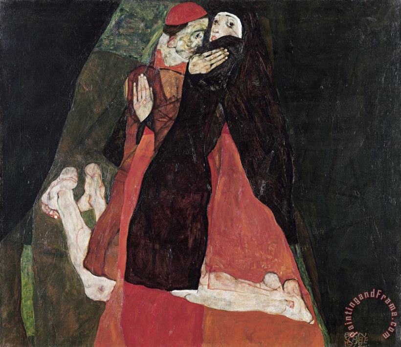 Cardinal And Nun (tenderness) painting - Egon Schiele Cardinal And Nun (tenderness) Art Print