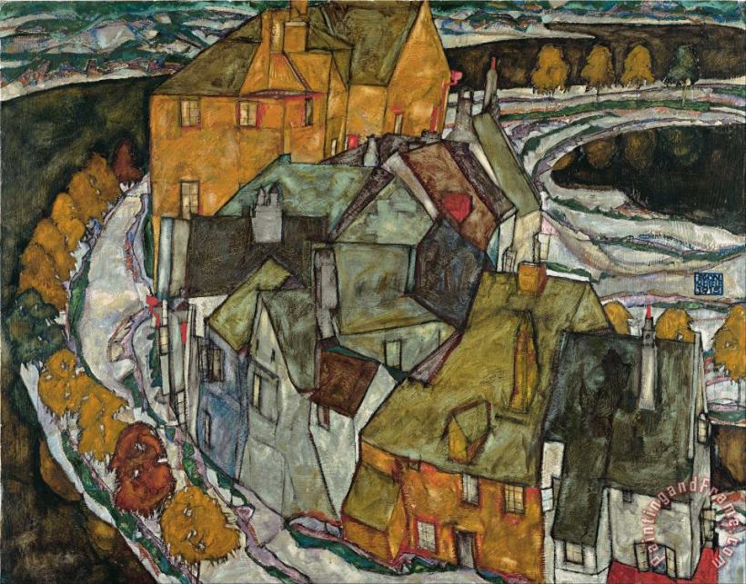 Crescent of Houses II (island Town) painting - Egon Schiele Crescent of Houses II (island Town) Art Print