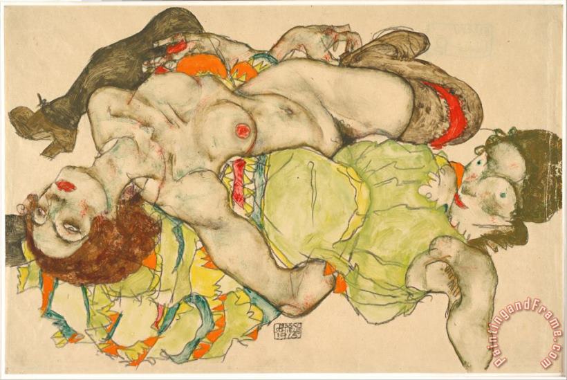 Egon Schiele Female Lovers, 1915 Art Print
