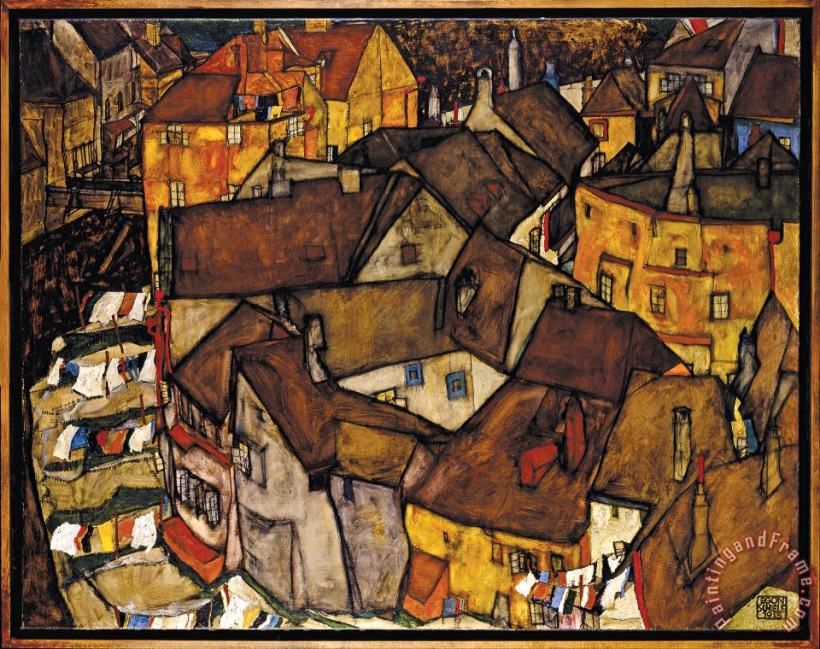 Krumau Crescent of Houses (the Small City V) painting - Egon Schiele Krumau Crescent of Houses (the Small City V) Art Print