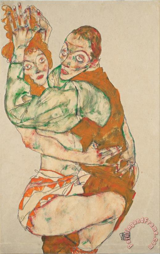 Lovemaking painting - Egon Schiele Lovemaking Art Print