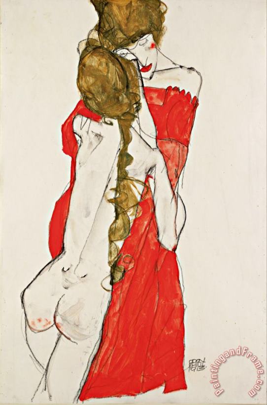 Egon Schiele Mother And Daughter Art Painting