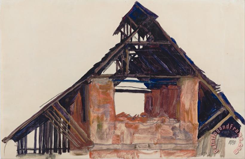 Egon Schiele Old Gable Art Painting