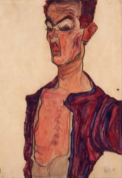 Egon Schiele Self Portrait, Grimacing
