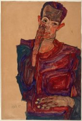 Egon Schiele Self Portrait with Eyelid Pulled Down, 1910