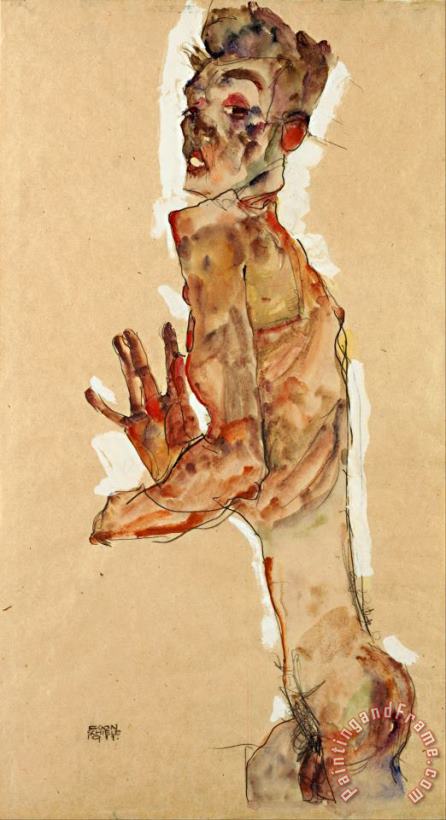 Self Portrait with Splayed Fingers painting - Egon Schiele Self Portrait with Splayed Fingers Art Print