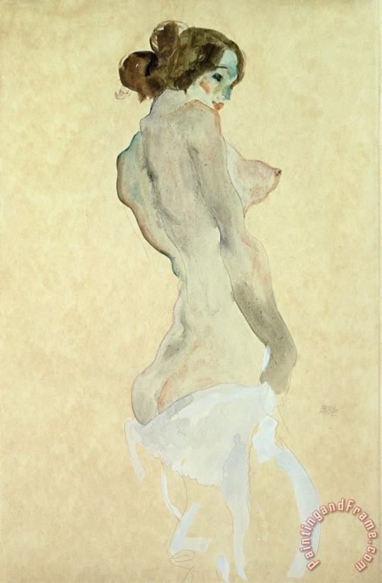 Egon Schiele Standing Female Nude Art Painting