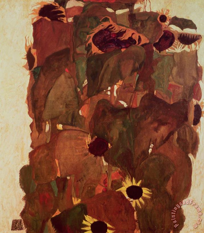Sunflowers II painting - Egon Schiele Sunflowers II Art Print