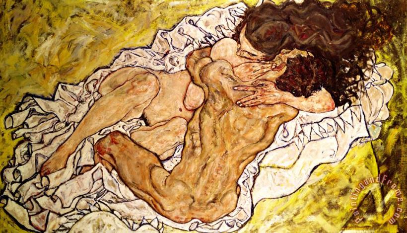 The Embrace painting - Egon Schiele The Embrace Art Print