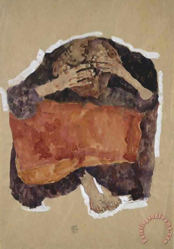 Troubled Woman painting - Egon Schiele Troubled Woman Art Print