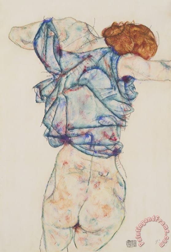 Egon Schiele Woman Undressing Art Print