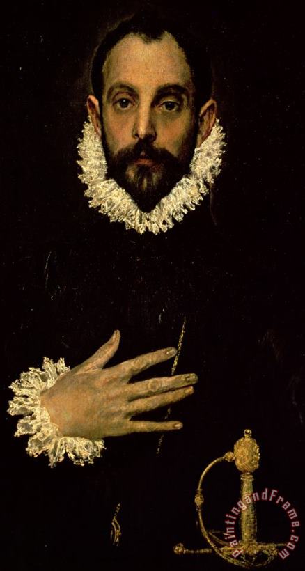 El Greco Domenico Theotocopuli Gentleman With His Hand On His Chest Art Painting