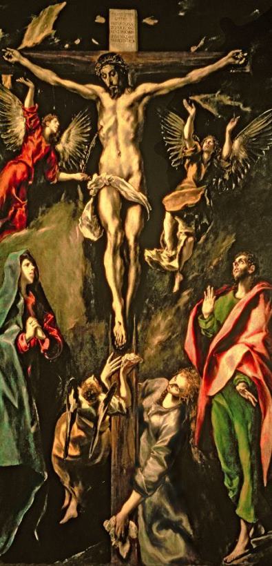 The Crucifixion painting - El Greco Domenico Theotocopuli The Crucifixion Art Print