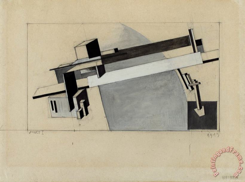 Proun Study 1a (proun S. K.) The Bridge painting - El Lissitzky Proun Study 1a (proun S. K.) The Bridge Art Print