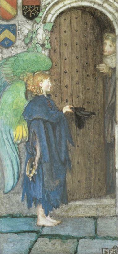 Eleanor Fortescue Brickdale Angel at The Door Art Painting