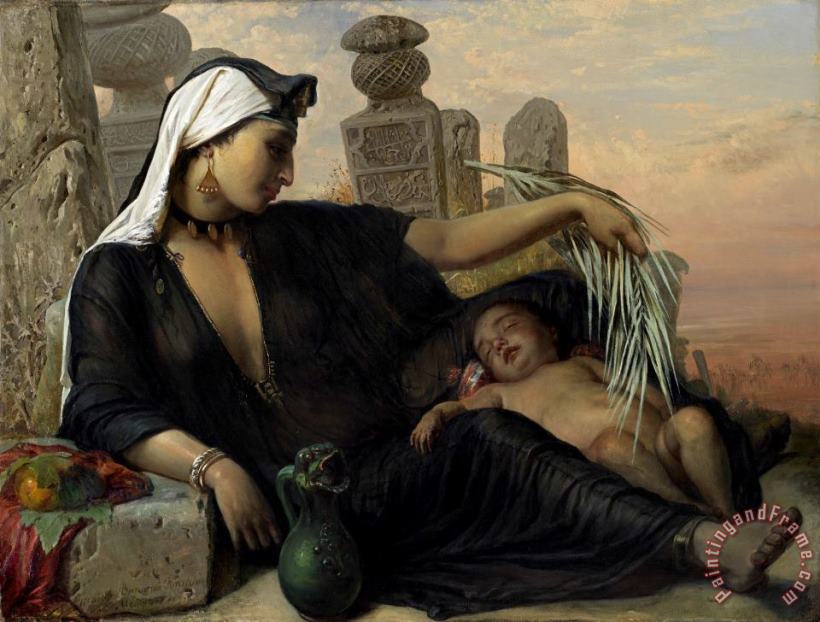 An Egyptian Fellah Woman with Her Baby painting - Elisabeth Baumann An Egyptian Fellah Woman with Her Baby Art Print