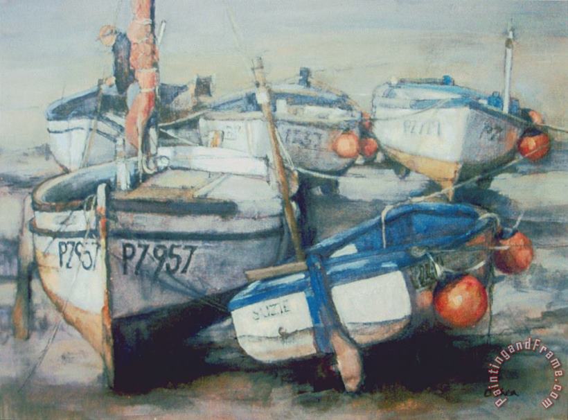 Low Tide Newlyn painting - Ellie O Shea Low Tide Newlyn Art Print