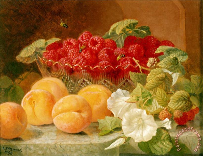 Bowl of Raspberries And Peaches painting - Eloise Harriet Stannard Bowl of Raspberries And Peaches Art Print