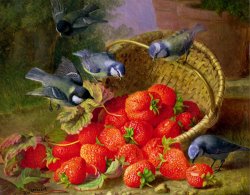 Eloise Harriet Stannard Still Life with Strawberries And Bluetits