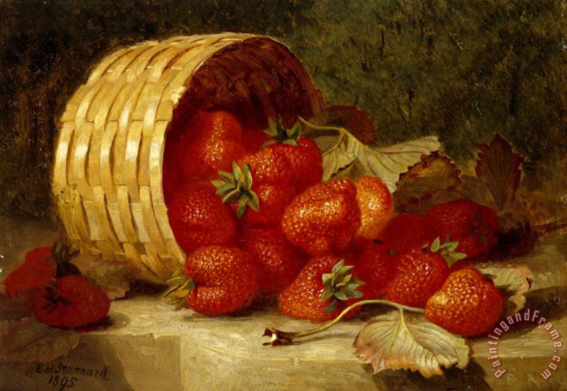Eloise Harriet Stannard Strawberries in a Wicker Basket on a Ledge 1895 Art Print