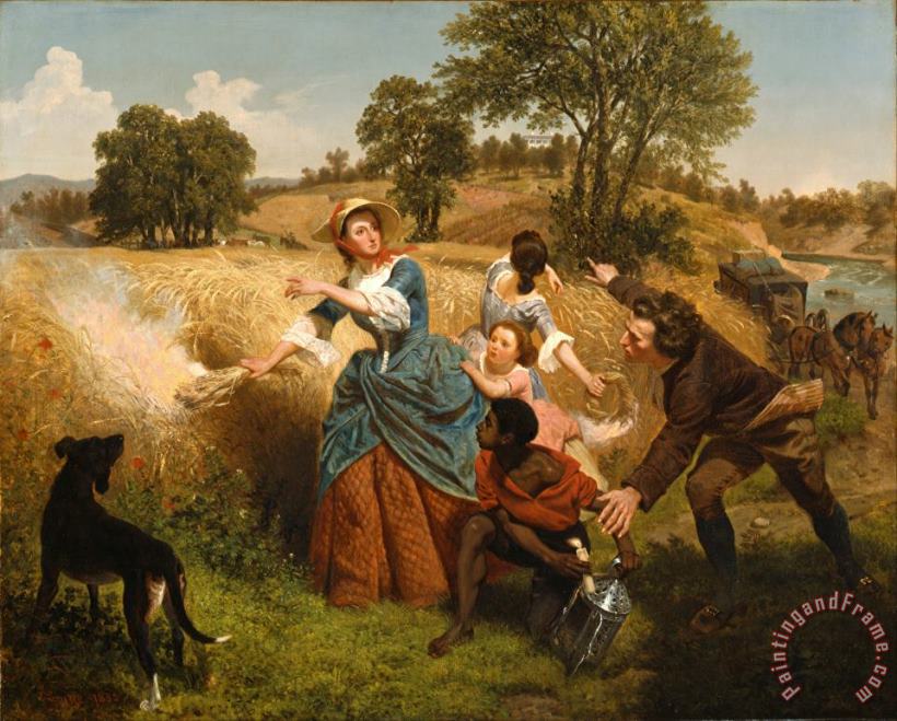 Emanuel Gottlieb Leutze Mrs. Schuyler Burning Her Wheat Fields on The Approach of The British Art Painting
