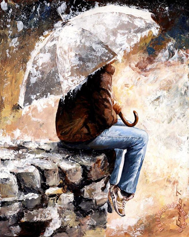 Rain day painting - Emerico Toth Rain day Art Print