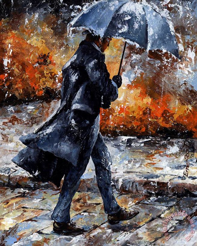 Rainy day/07 - Walking in the rain painting - Emerico Toth Rainy day/07 - Walking in the rain Art Print