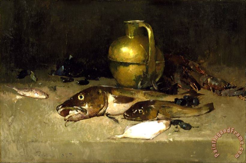 Emil Carlsen Still Life with Fish Art Painting