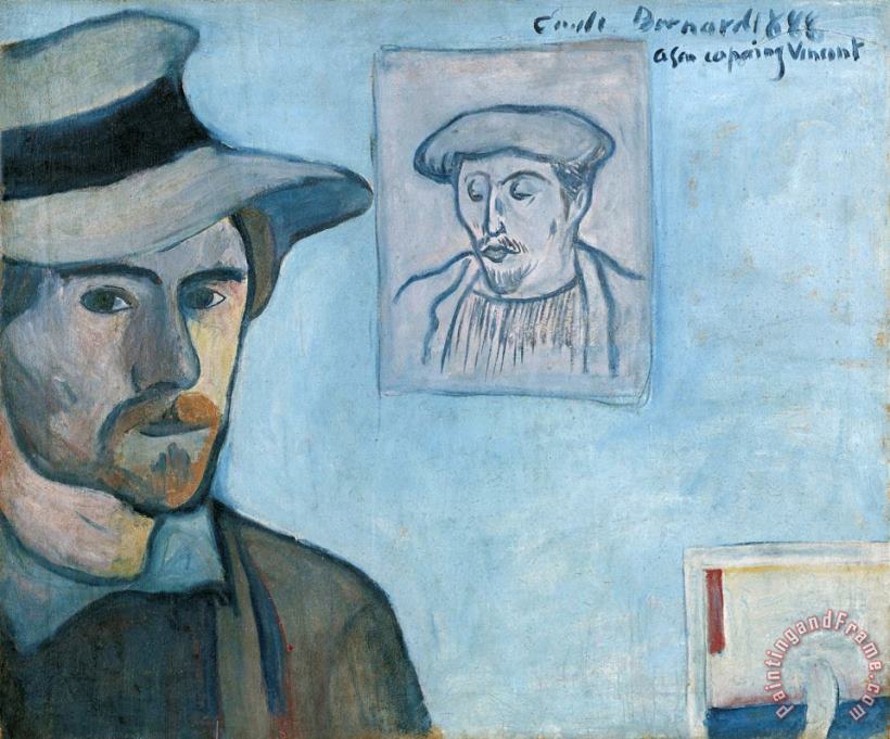 Self Portrait with Portrait of Gauguin painting - Emile Bernard Self Portrait with Portrait of Gauguin Art Print