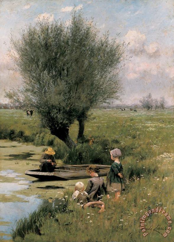 By the Riverside painting - Emile Claus By the Riverside Art Print