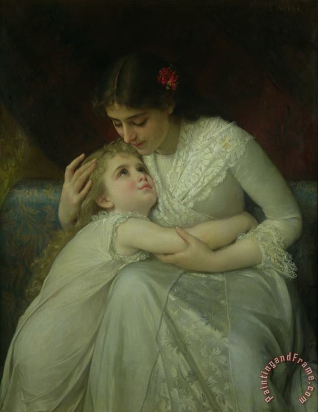 Emile Munier Mother And Child Art Painting