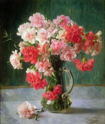 Emile Vernon  Still life of Carnations