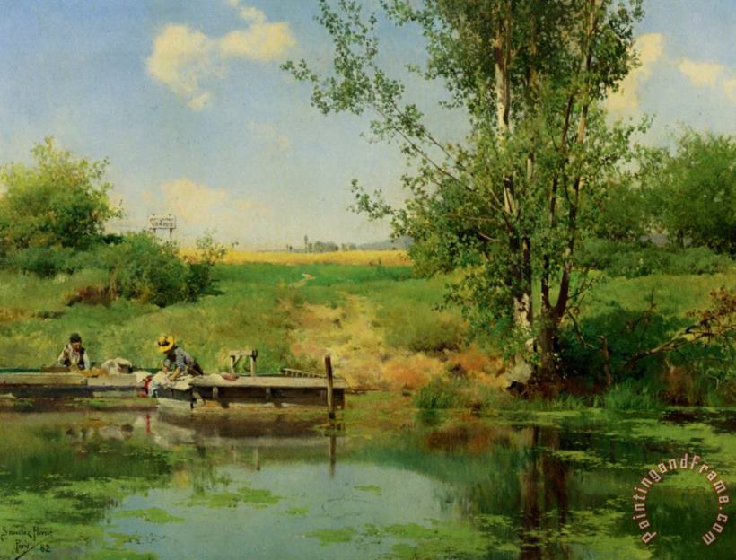 Laundry at The Edge of The River painting - Emilio Sanchez Perrier Laundry at The Edge of The River Art Print