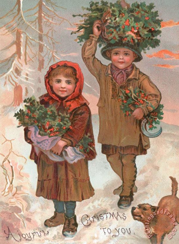 English School A Joyful Christmas To You Victorian Christmas Card Art Painting