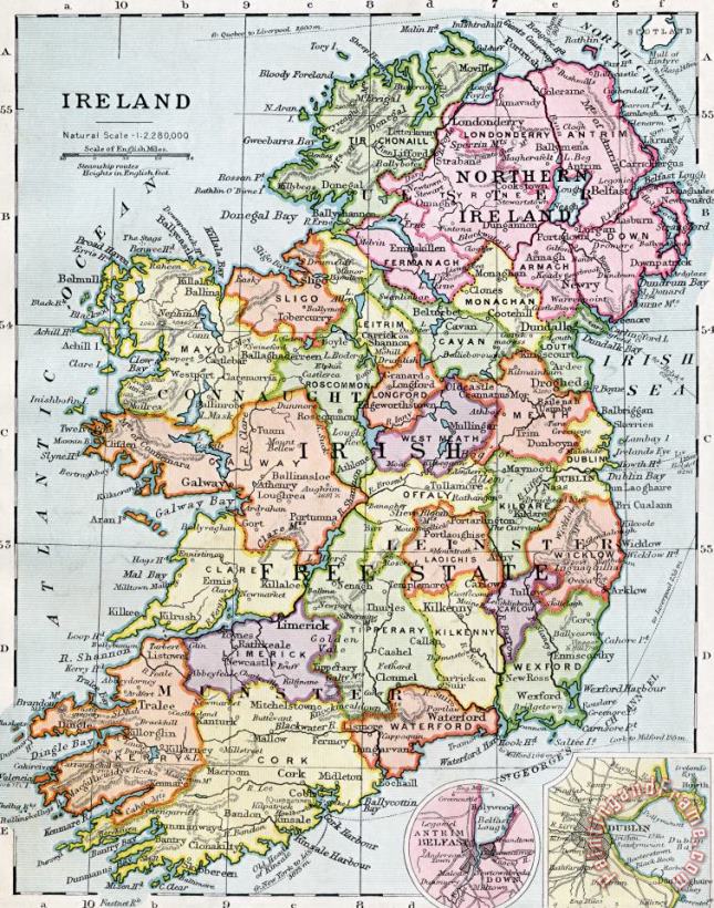 Irish Free State And Northern Ireland From Bacon S Excelsior Atlas Of The World painting - English School Irish Free State And Northern Ireland From Bacon S Excelsior Atlas Of The World Art Print