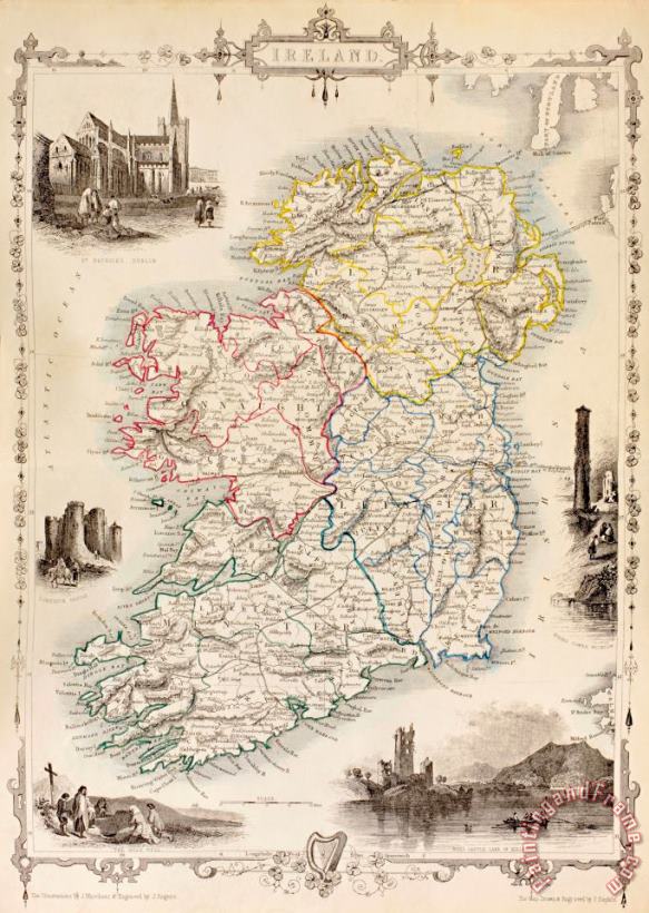 Map Of Ireland From The History Of Ireland By Thomas Wright painting - English School Map Of Ireland From The History Of Ireland By Thomas Wright Art Print