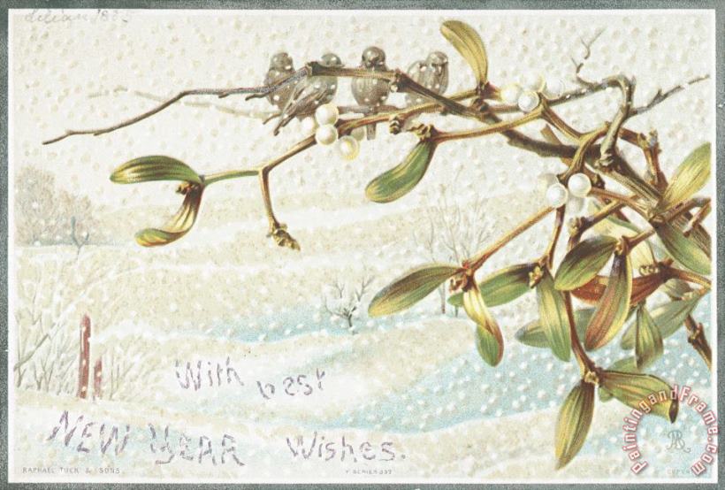 English School Mistletoe In The Snow Art Painting