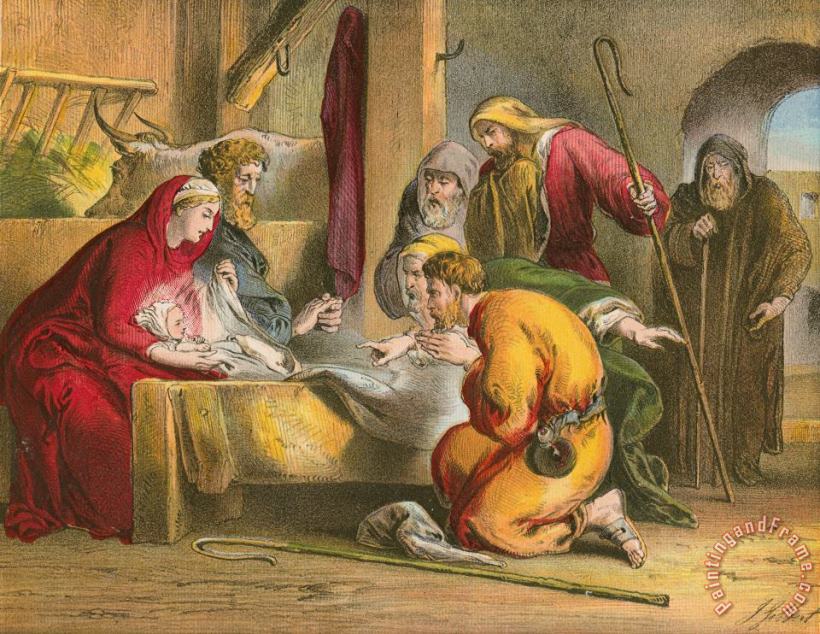 Nativity painting - English School Nativity Art Print