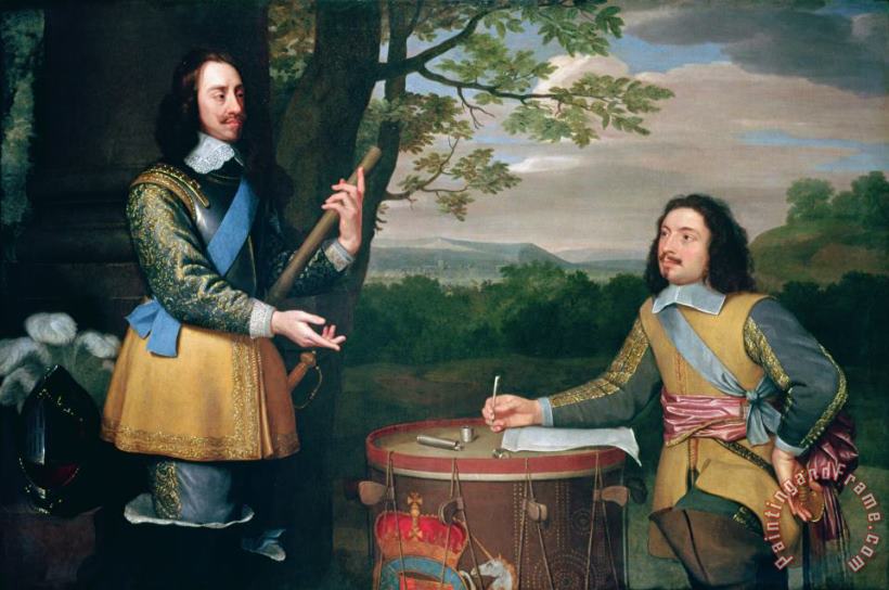 English School Portrait of Charles I and Sir Edward Walker Art Print